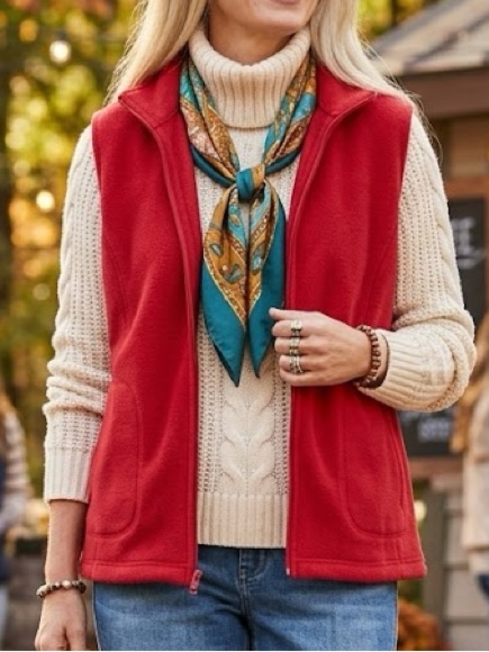Cache Women's Red Fleece Vest with Front Zip